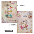 Decoupage Paper A4 Birdie Cafe/ Love For Food 4 Sheets Lb