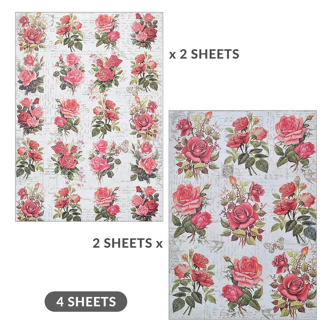 Little Birdie Decoupage Paper A4size, 4sheets, 70 gsm - Rose