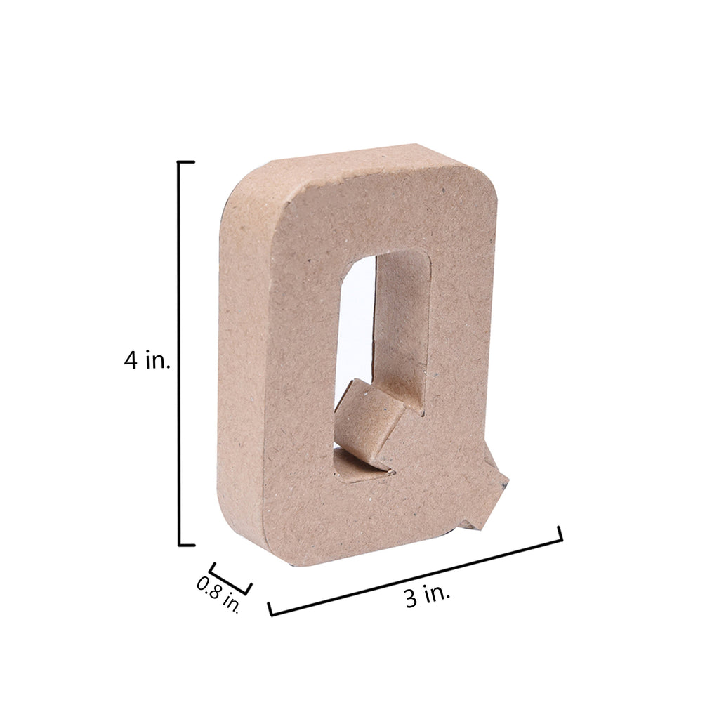 Paper Mache Alphabet Q Approx 3 X 4 X 0.78Inch 1Pc Lb
