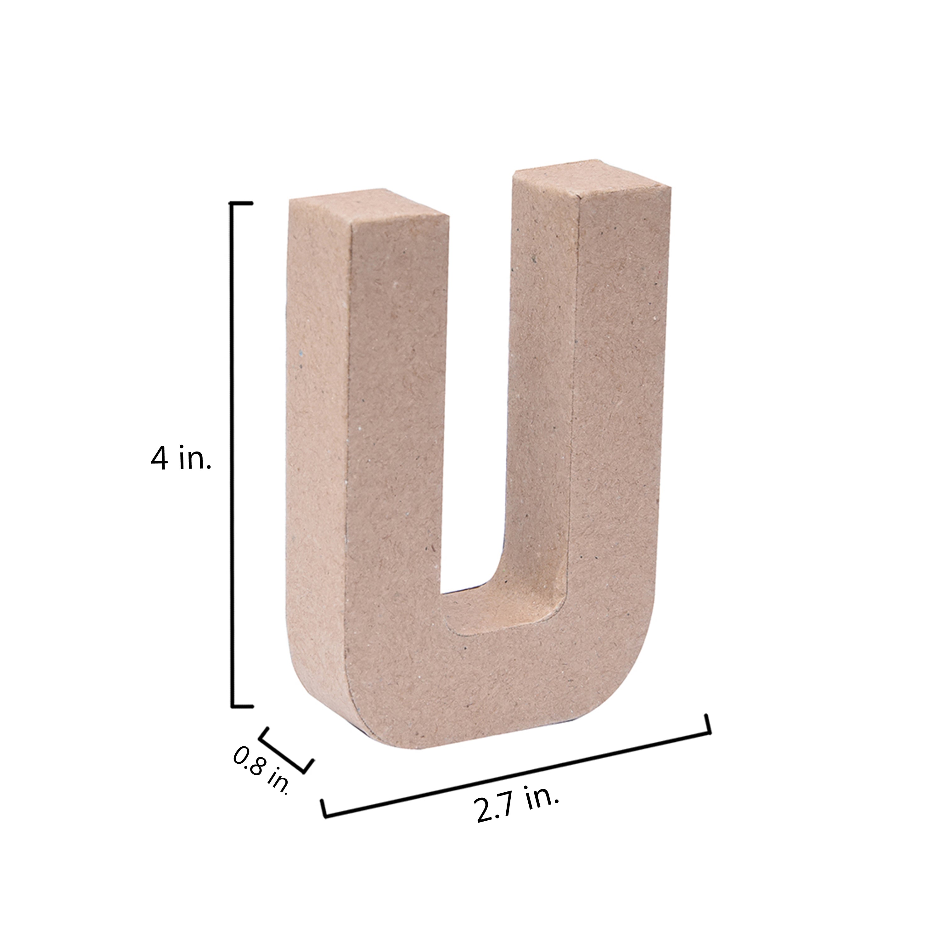Paper Mache Alphabet U Approx 2.7 X 4 X 0.78Inch 1Pc Lb