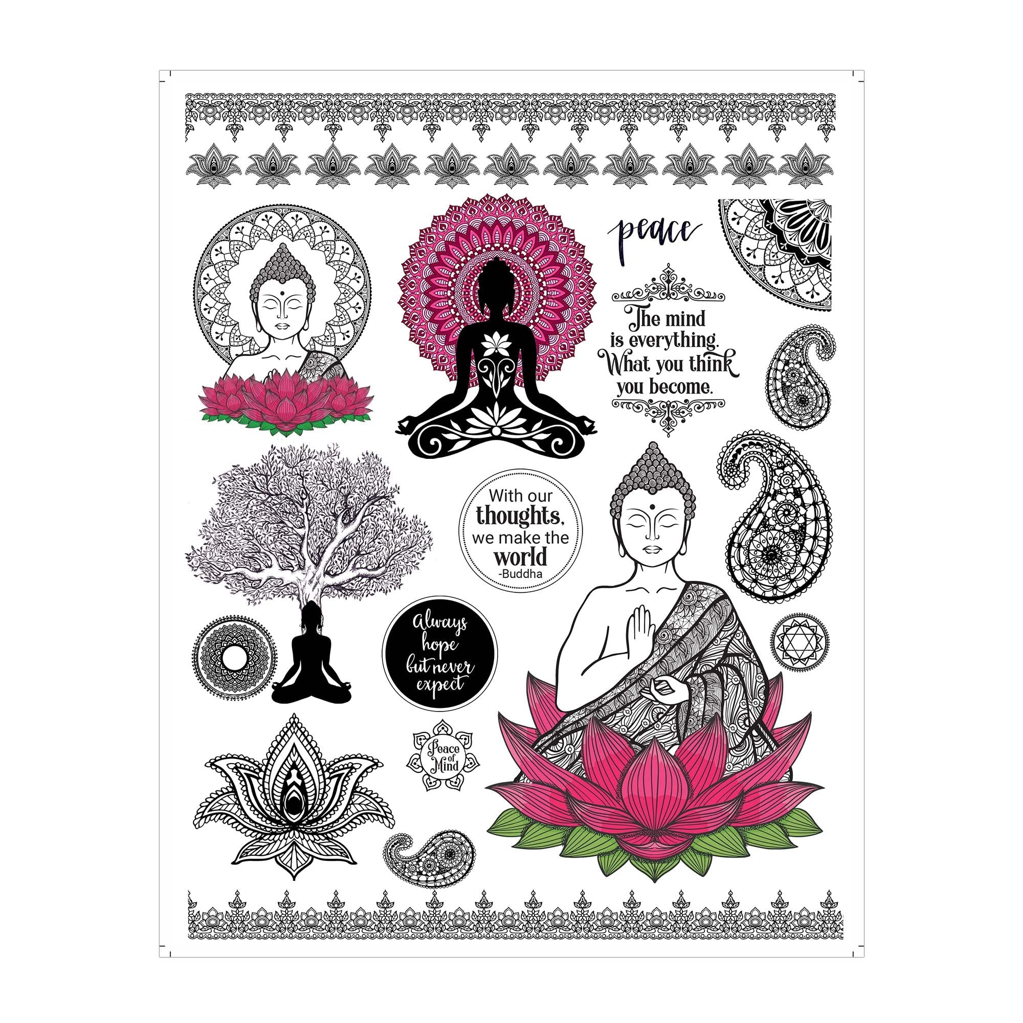 Deco Transfer Sheet Blissful Buddha 10Inch X 7.5Inch 1Pc Lb