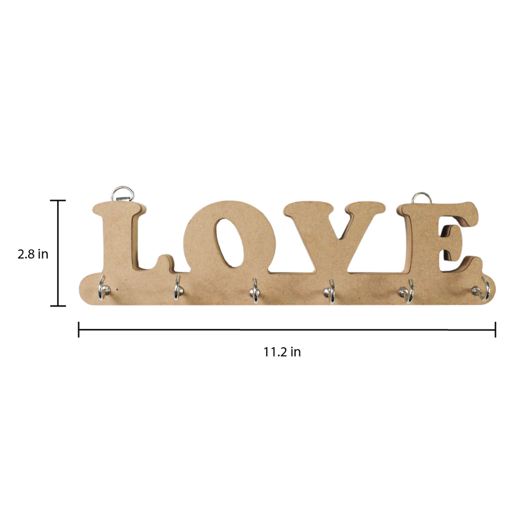 MDF Key Holder Love W11.2 X H2.8 X D0.7Inch 1Pc Lb