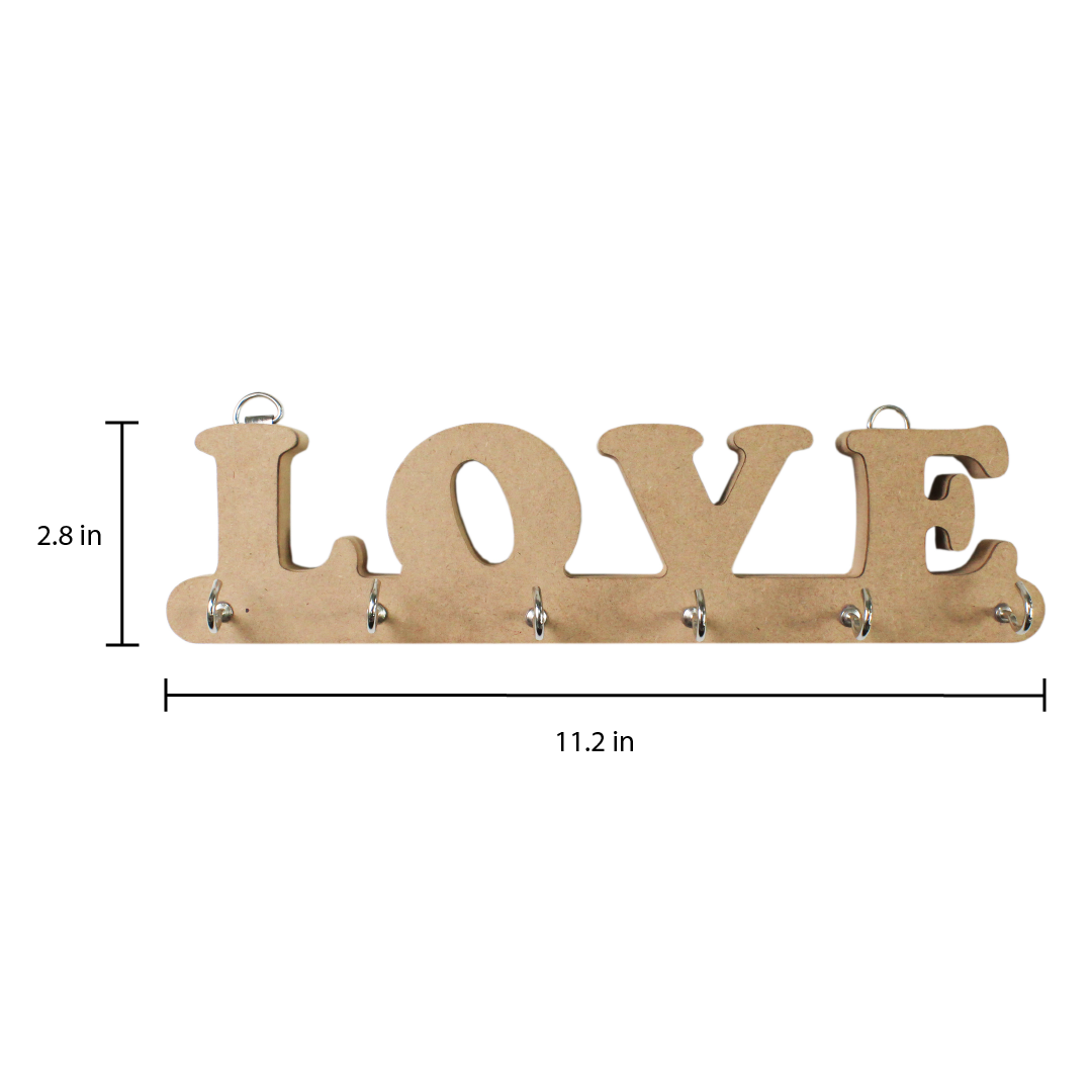 MDF Key Holder Love W11.2 X H2.8 X D0.7Inch 1Pc Lb