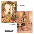 Decoupage Paper Cottage Garden A4 70GSM 2 Designs 4Sheets