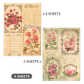 Decoupage Paper Vintage Rosa A4 70Gsm 2 Designs 4Sheets