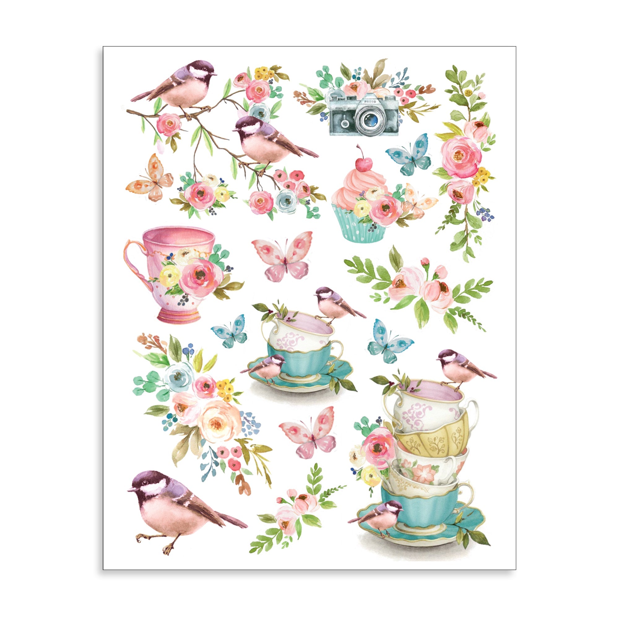 Deco Transfer Sheet Chirps And Tea 10inch X 7.5inch 1pc