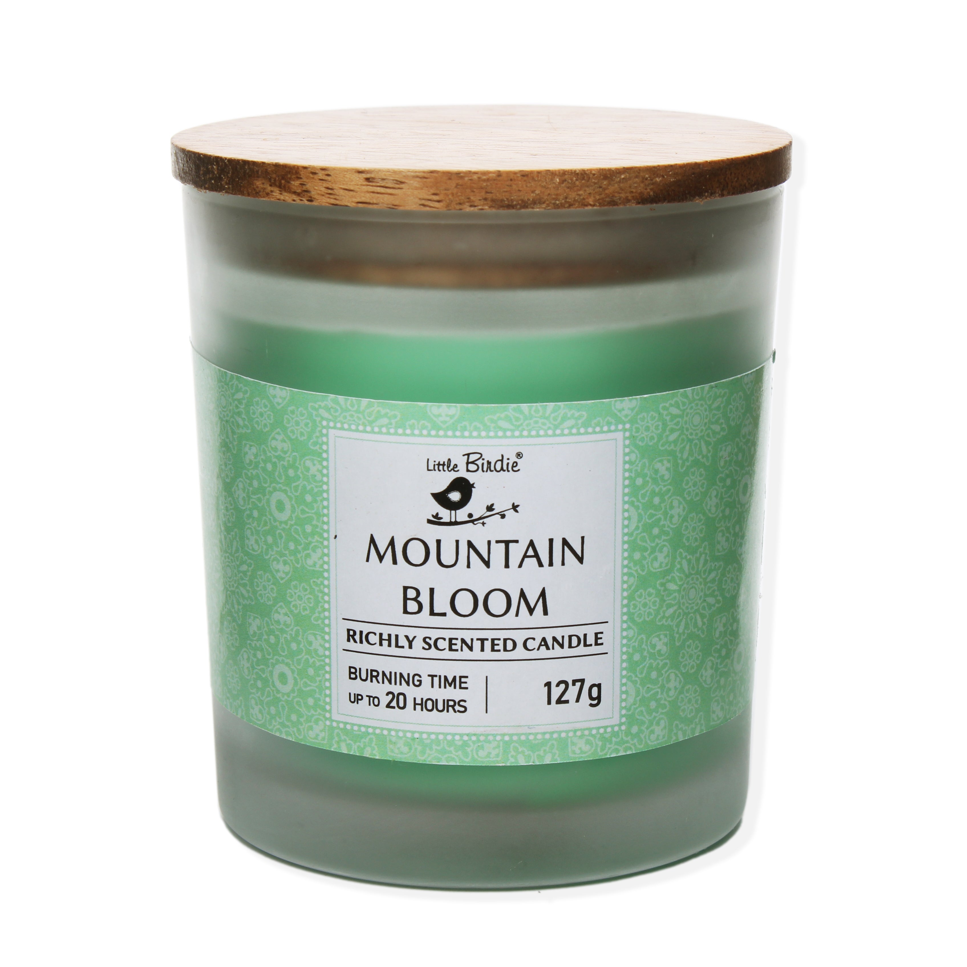 Scented Wax Glass Candle With Wooden Lid Mountain Blooms 1Pc