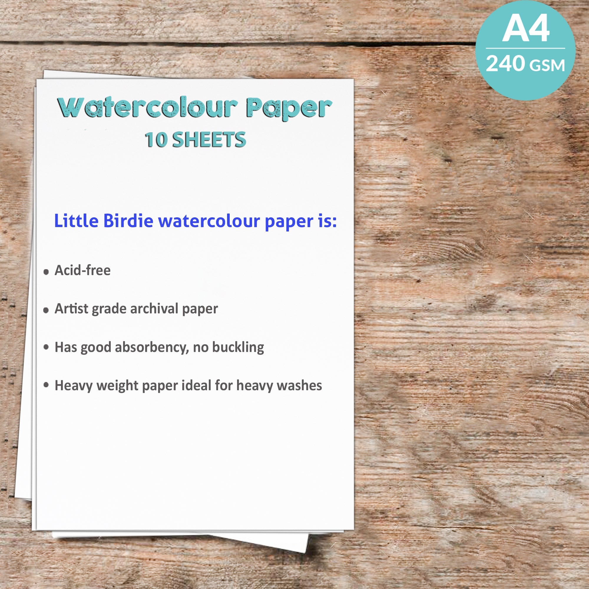 Premium Watercolour Paper 240Gsm A4 10 Sheets