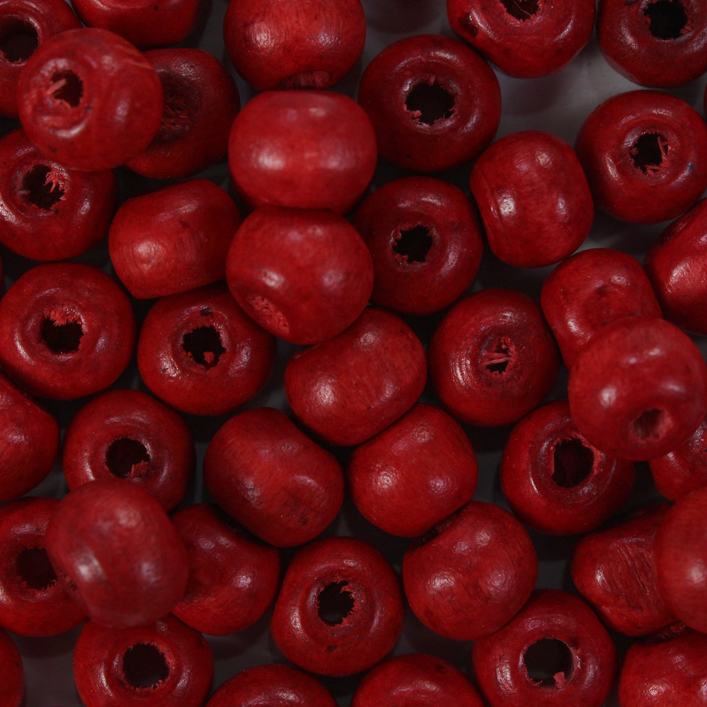 Wooden Beads 8Mm Red 12G Ib