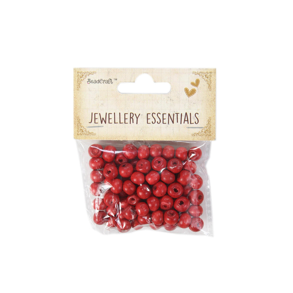 Wooden Beads 8Mm Red 12G Ib