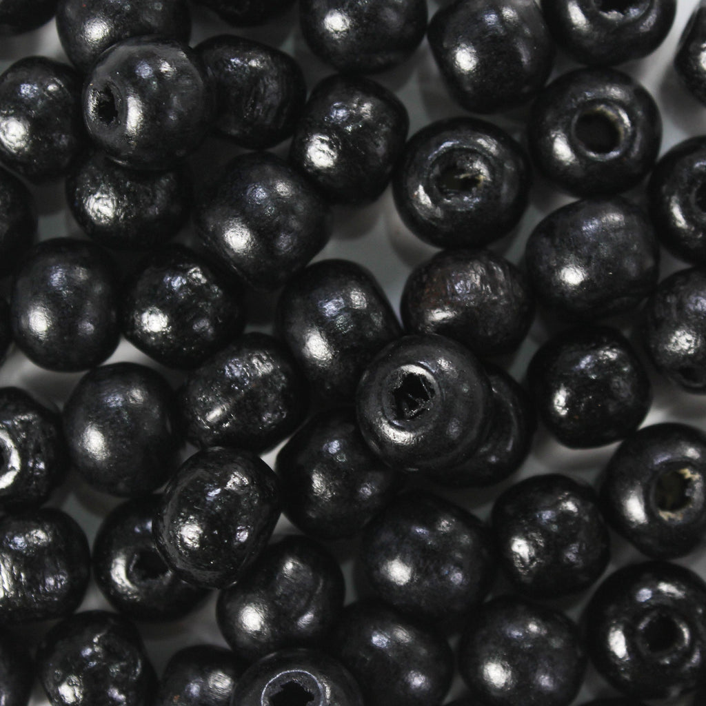Wooden Beads 8Mm Black 12G Ib