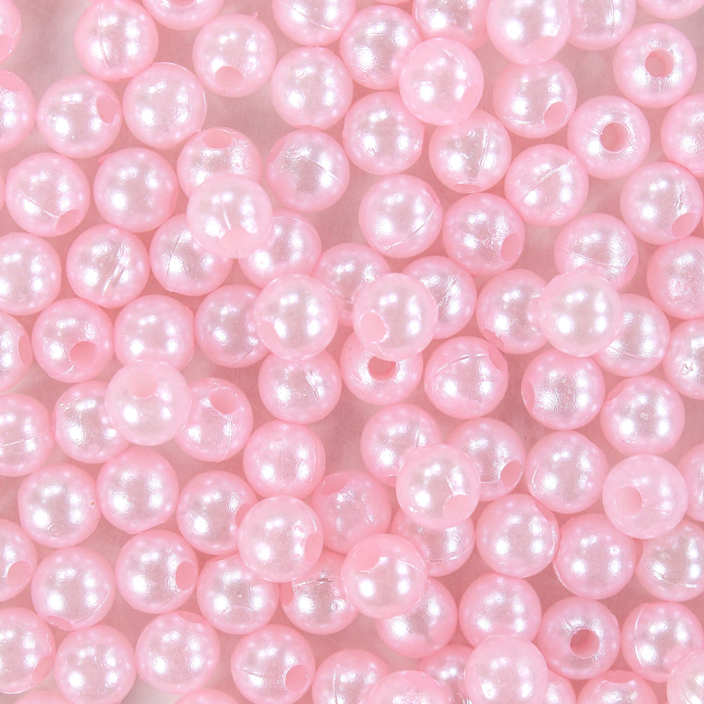 Pearl Beads Plastic 6Mm Lt Pink 20G Ib