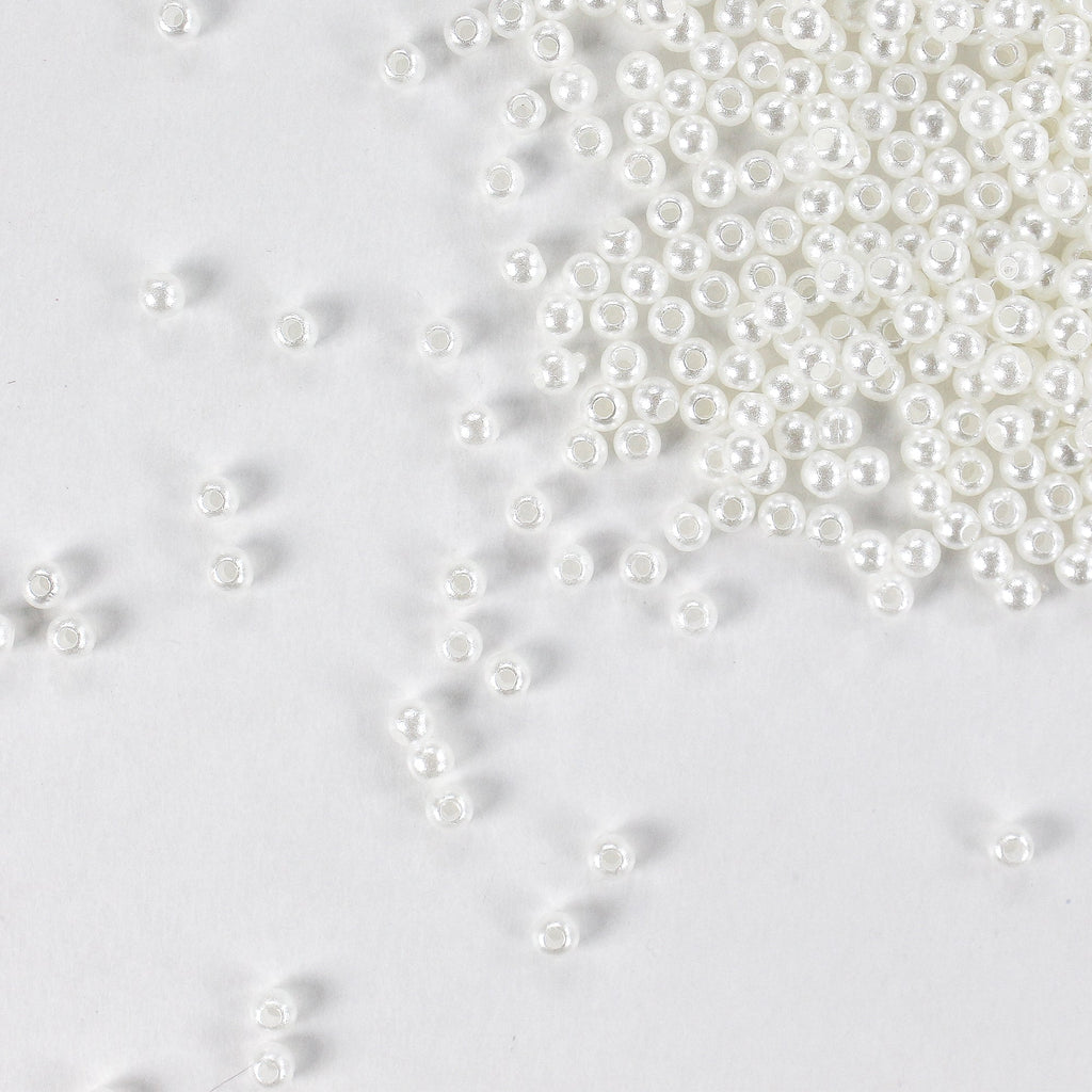 Pearl Beads Plastic 4mm White 20gm