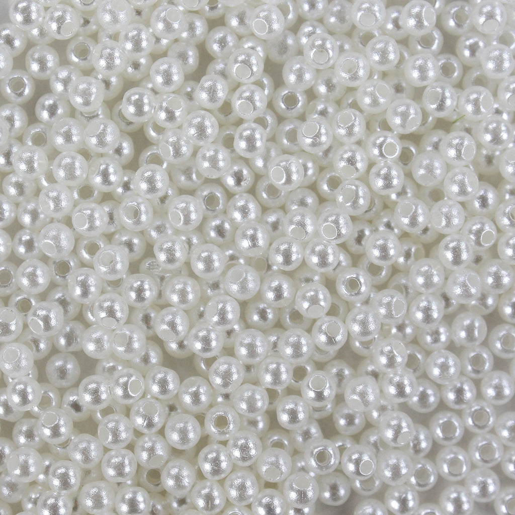 Pearl Beads Plastic 4mm White 20gm