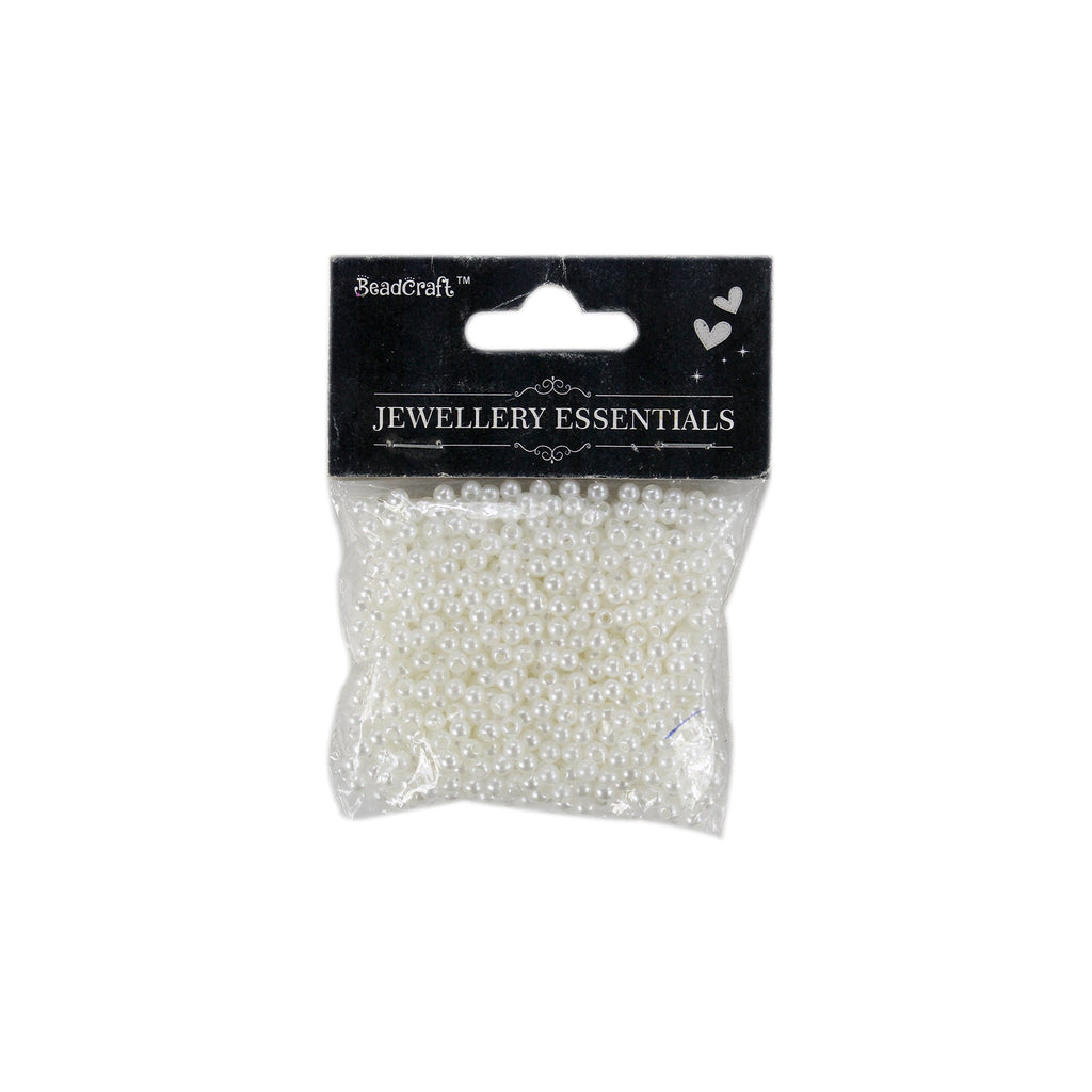 Pearl Beads Plastic 4mm White 20gm