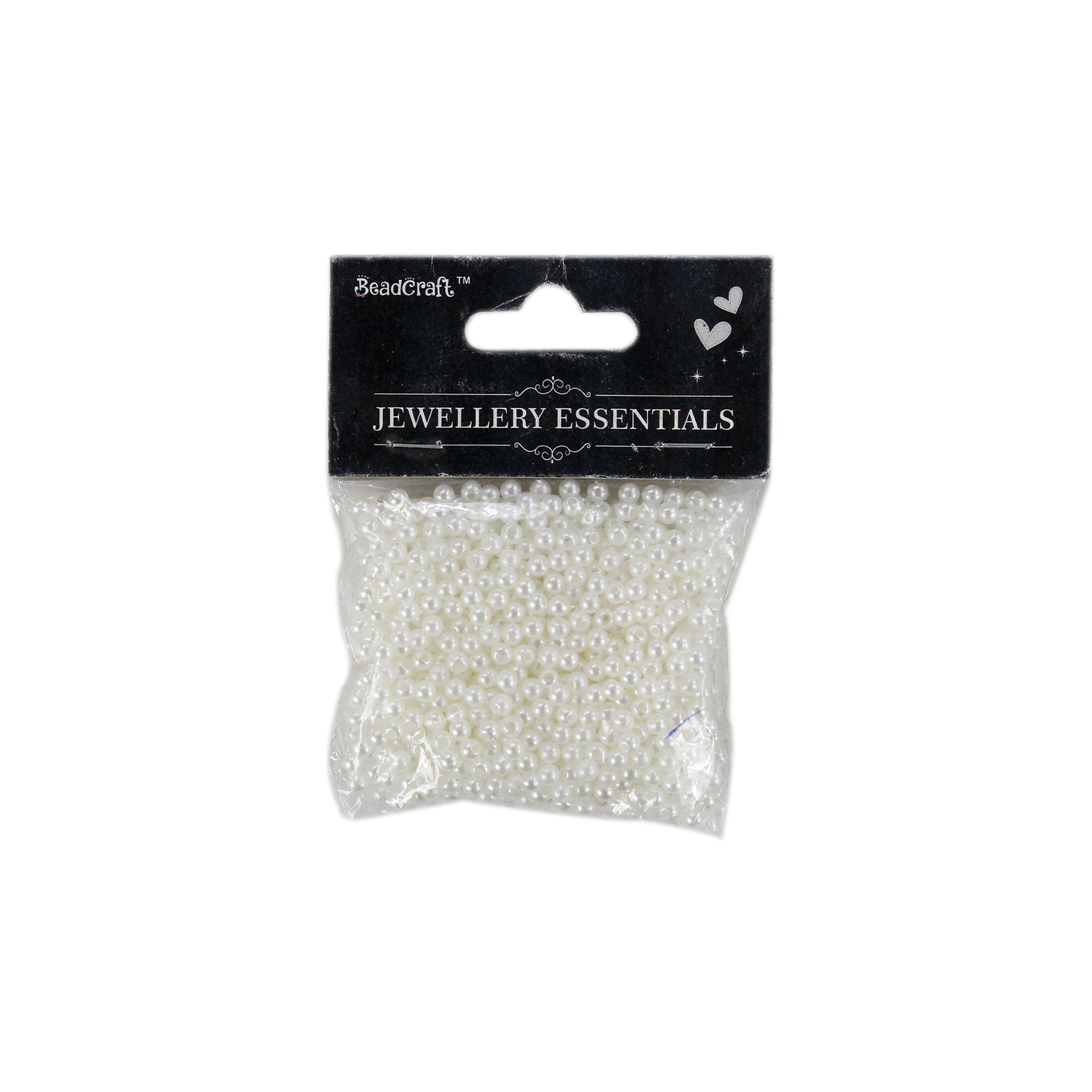 Pearl Beads Plastic 4mm White 20gm
