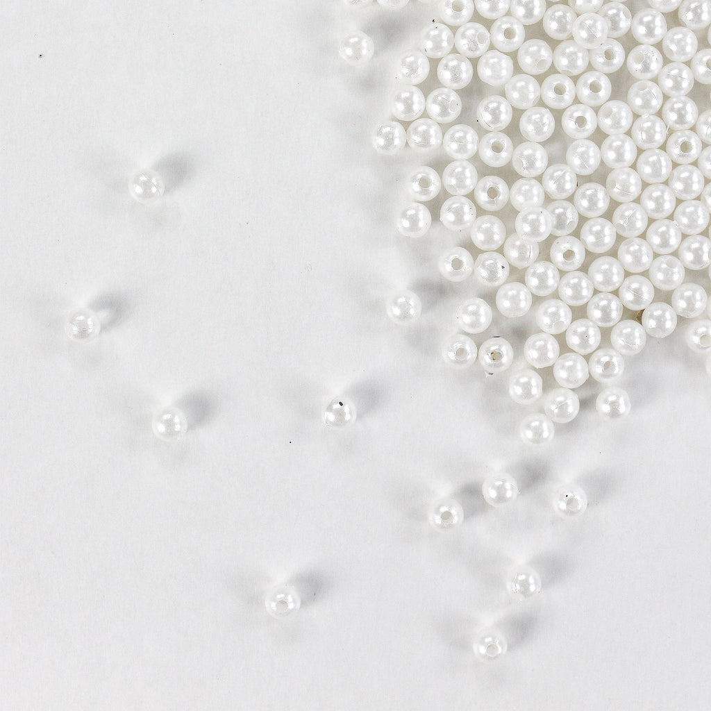 Pearl Beads Plastic 6mm White 20gm