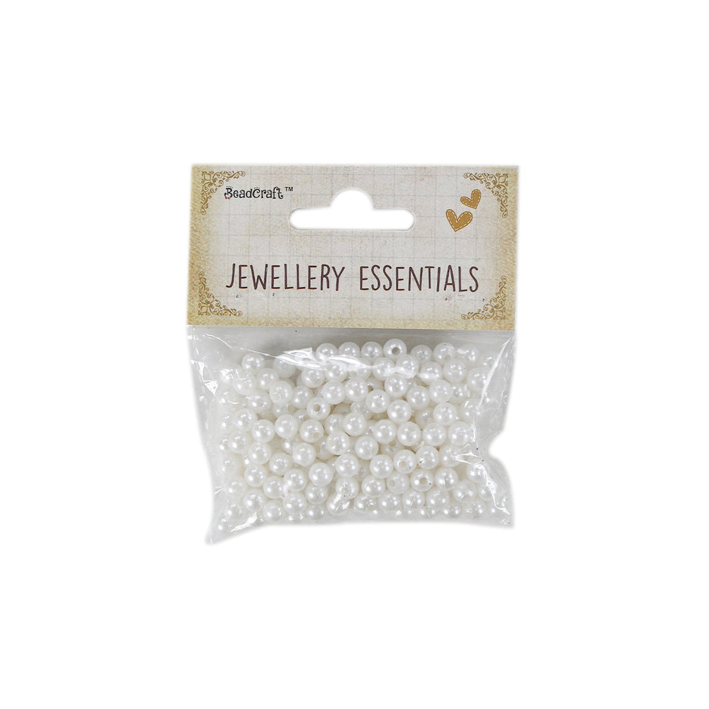 Pearl Beads Plastic 6mm White 20gm