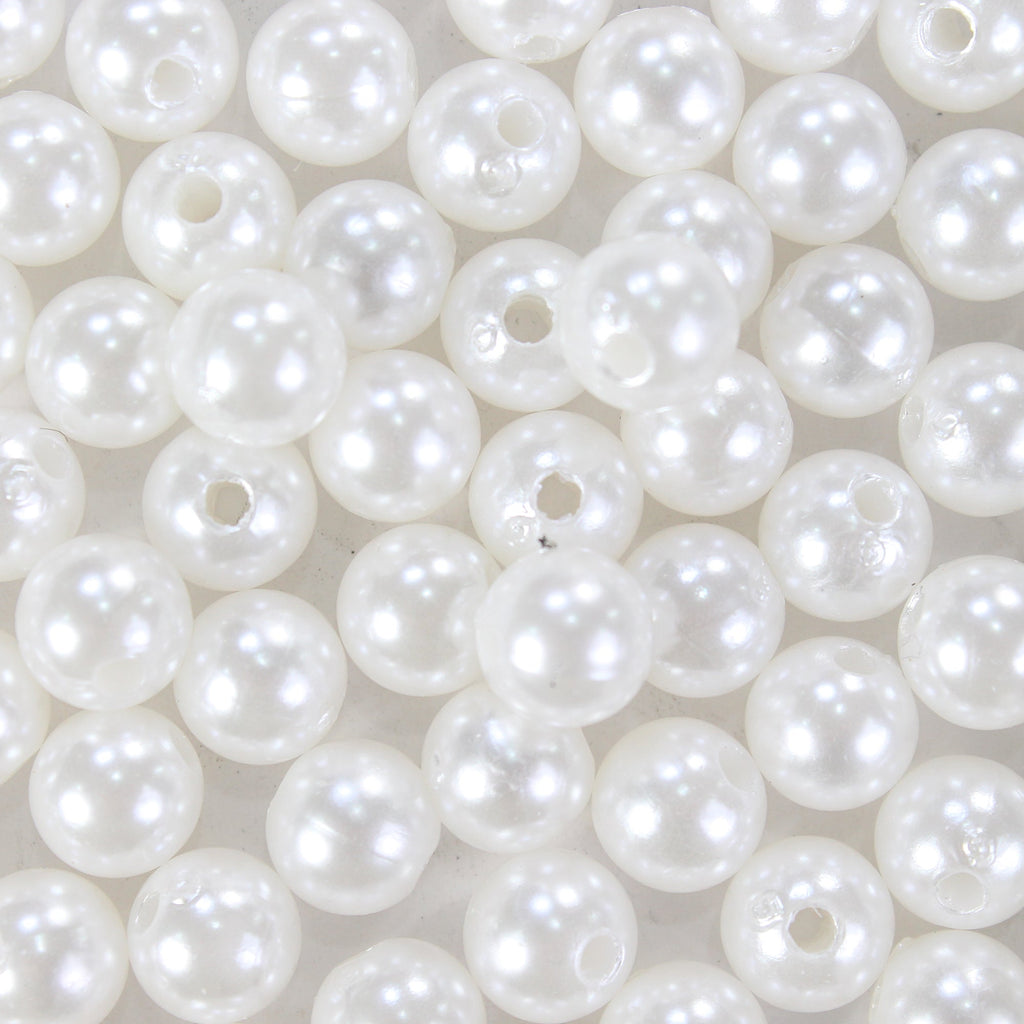 Pearl Beads Plastic 8mm White 20gm
