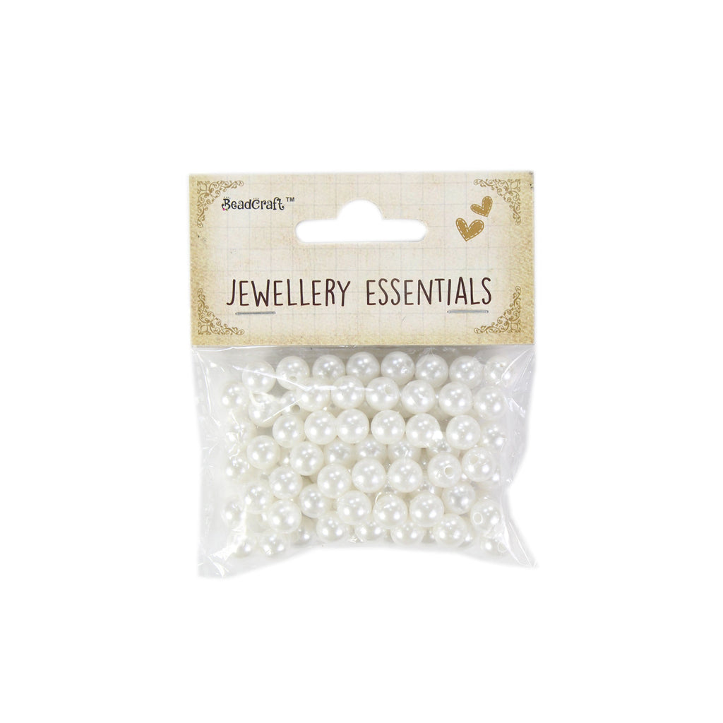 Pearl Beads Plastic 8mm White 20gm
