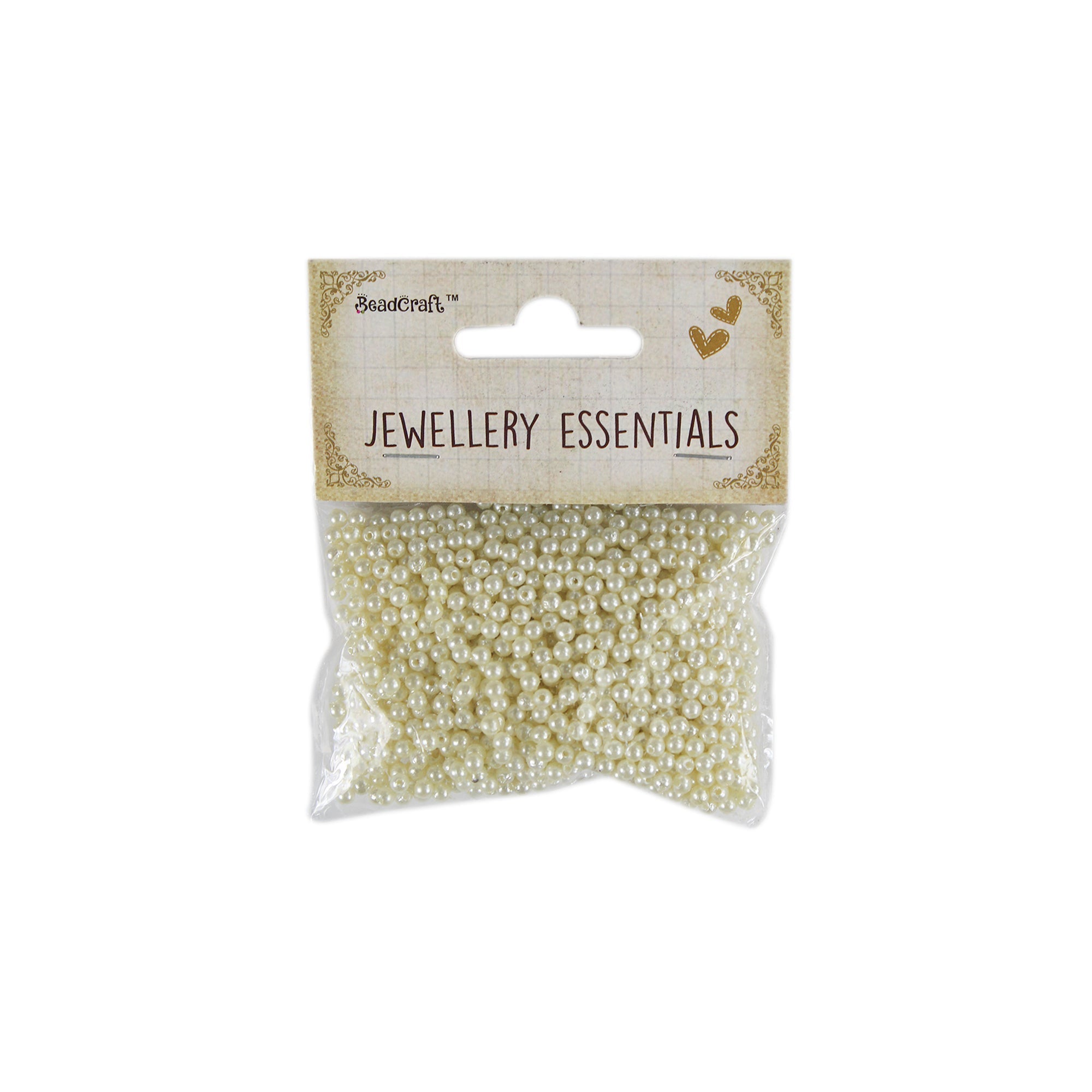 Pearl Beads Plastic 3mm Cream 20gm