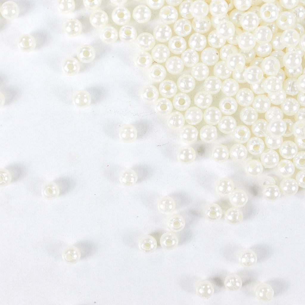Pearl Beads Plastic 5mm Cream 20gm