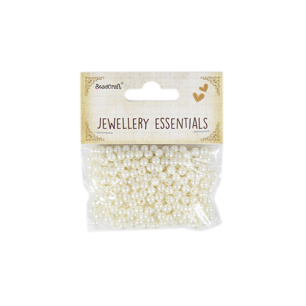 Pearl Beads Plastic 5mm Cream 20gm
