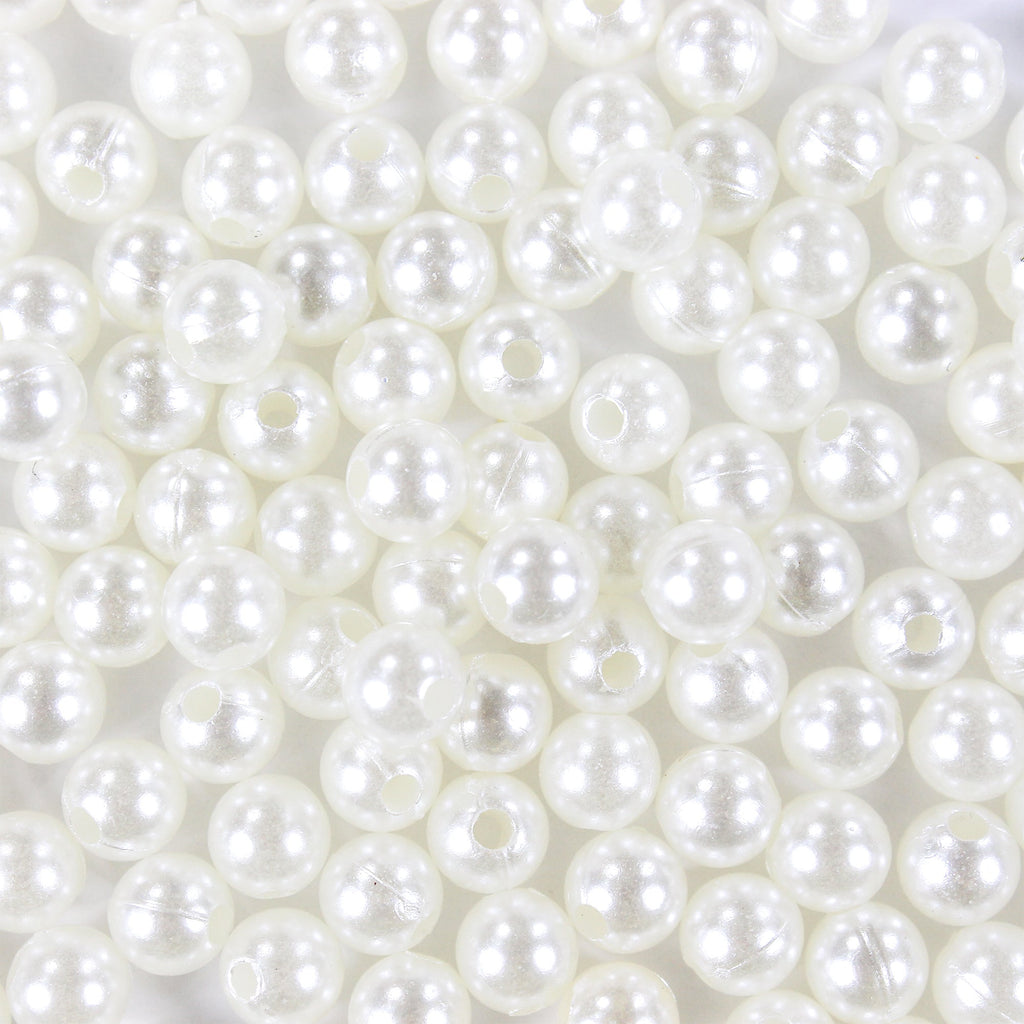 Pearl Beads Plastic 6mm Cream 20gm