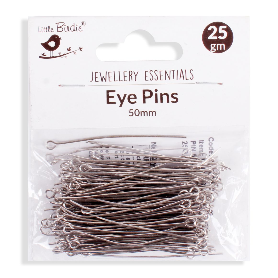 Findings Eye Pin 50Mm Nickel 25G
