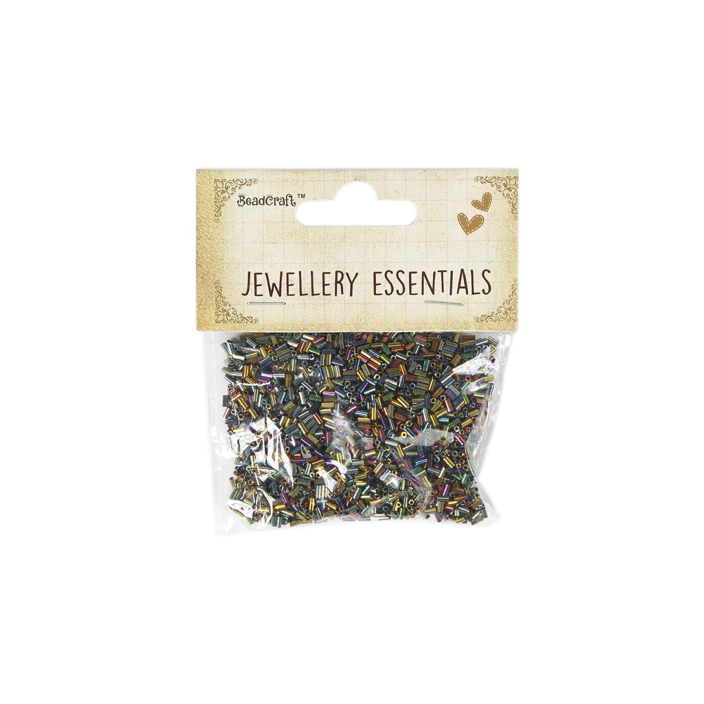 Bugle Beads Rainbow Mix 3Mm 30Gm