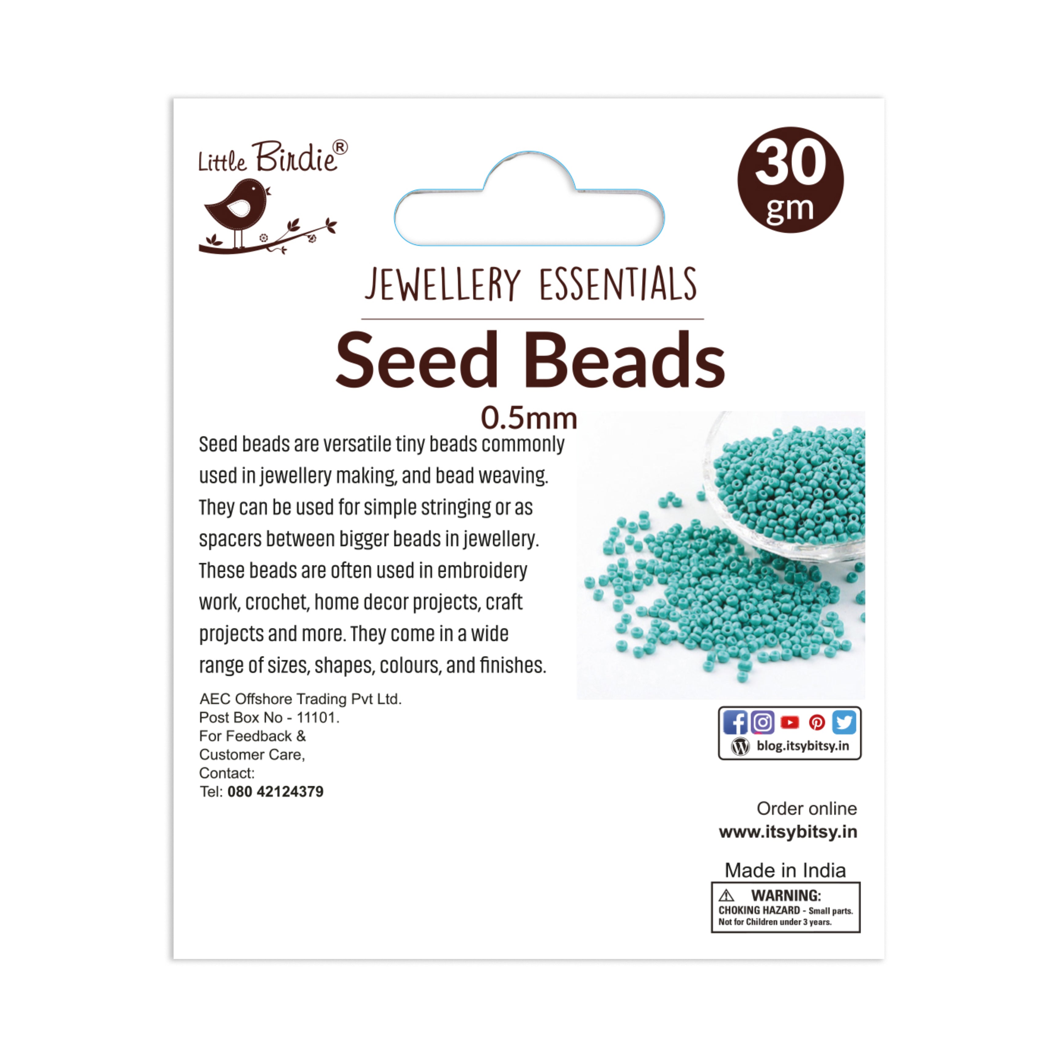 Seed Beads Transparent White 0.5Mm 30Gm