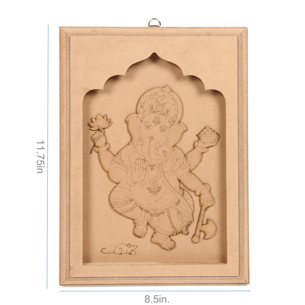 MDF Pre Marked Mesmerizing Ganesha Frame With D Ring Hanging Hook 12 X 8.5Inch 1Pc