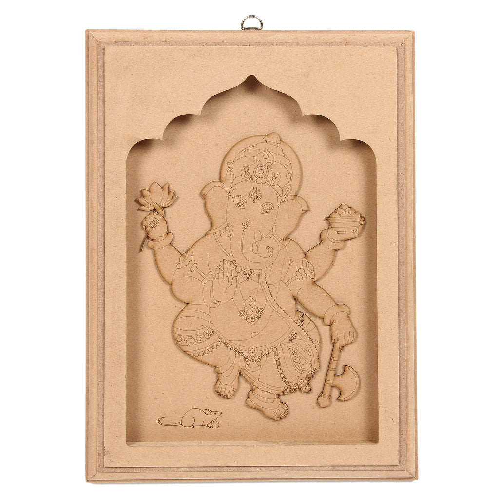 MDF Pre Marked Mesmerizing Ganesha Frame With D Ring Hanging Hook 12 X 8.5Inch 1Pc