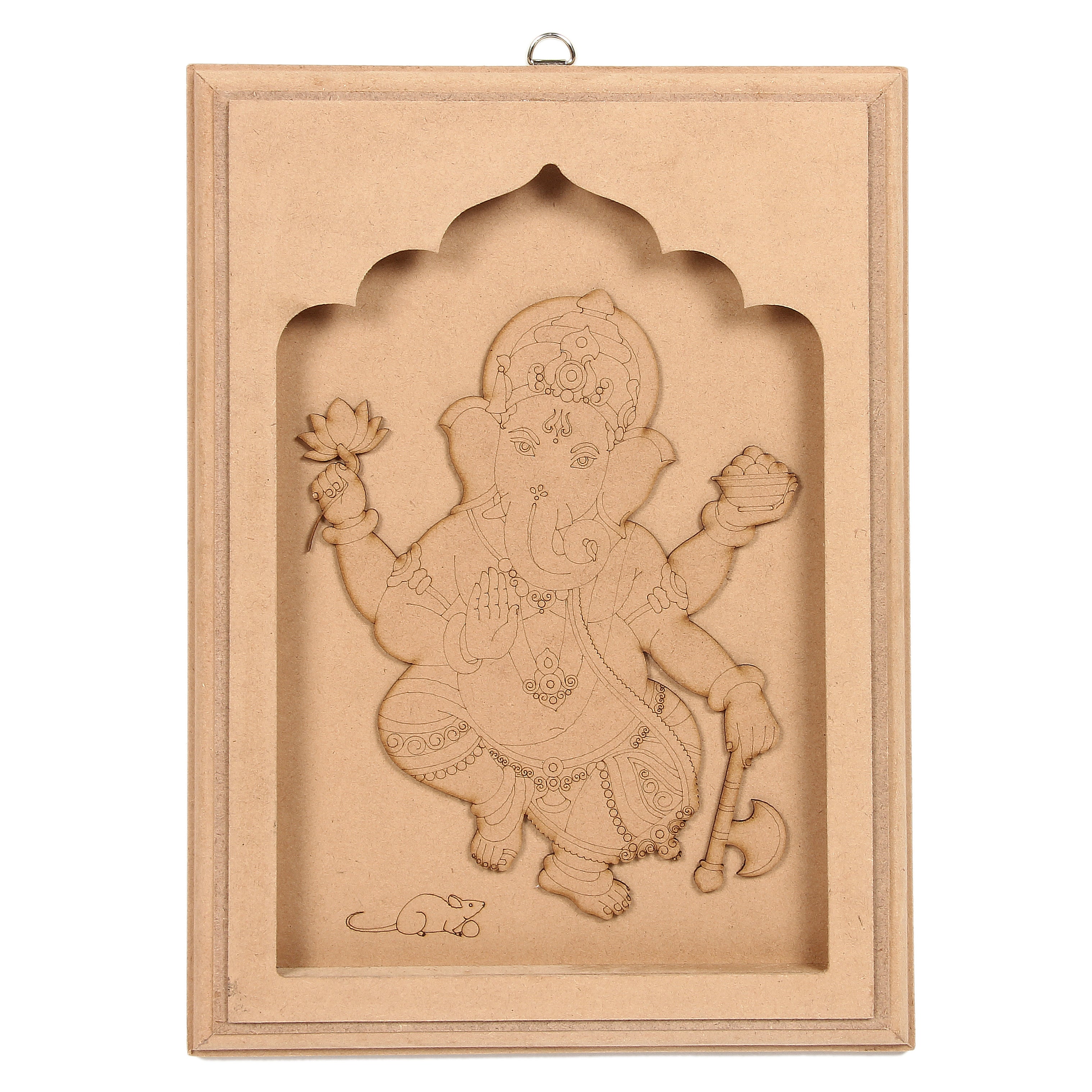 MDF Pre Marked Mesmerizing Ganesha Frame With D Ring Hanging Hook 12 X 8.5Inch 1Pc