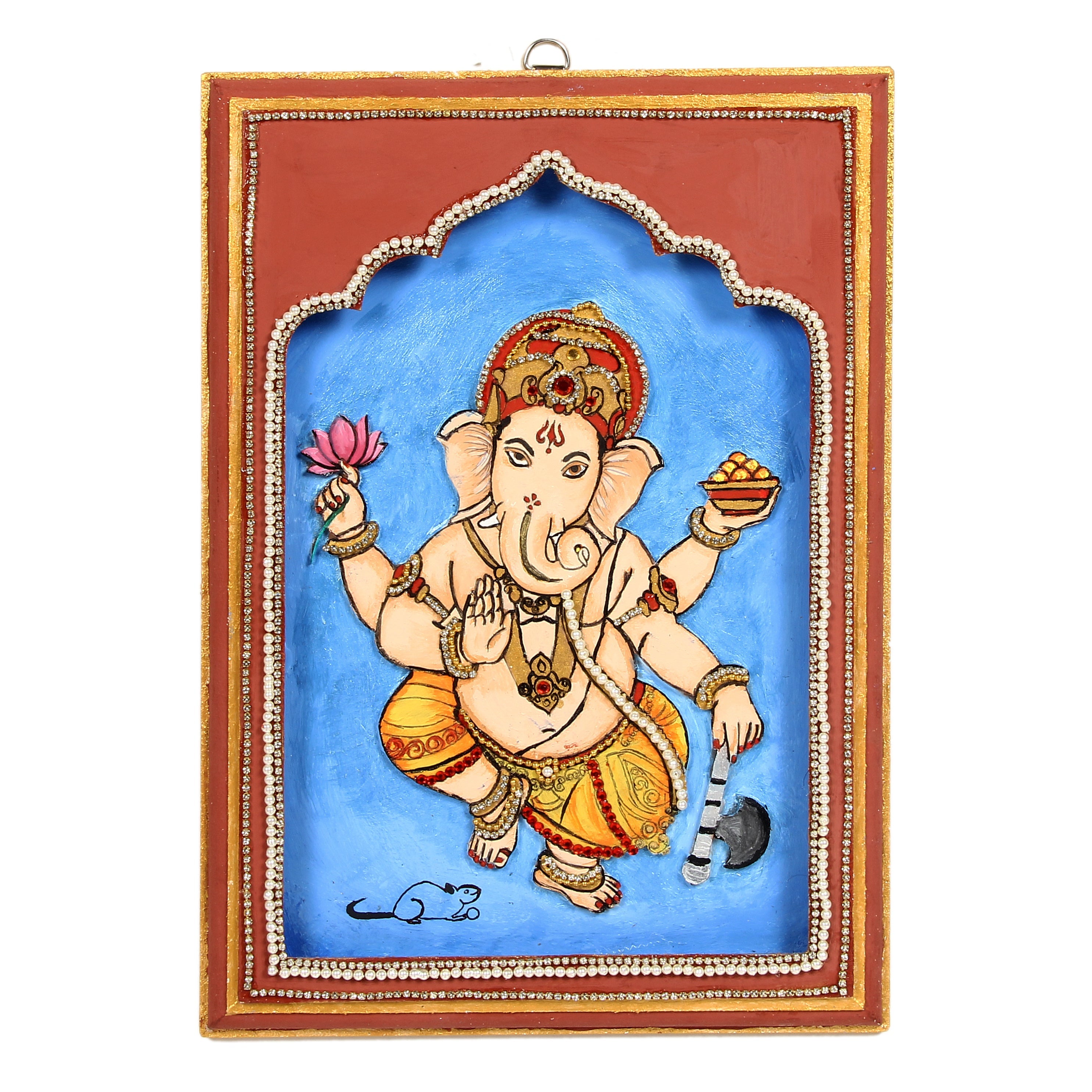 MDF Pre Marked Mesmerizing Ganesha Frame With D Ring Hanging Hook 12 X 8.5Inch 1Pc