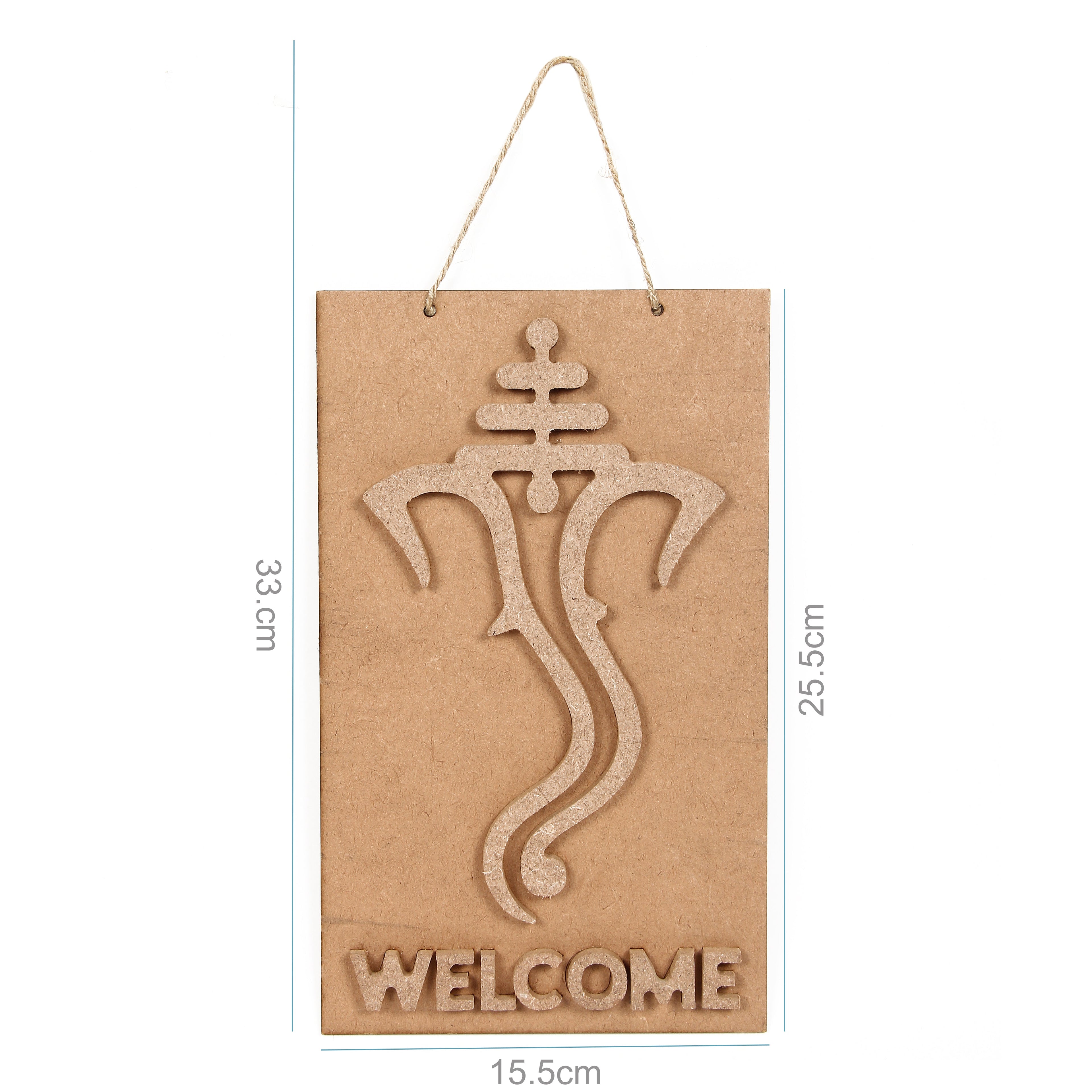 MDF Pre Marked Ganesha Welcome With Jute Hanging 6 X 10Inch 1Pc Lb