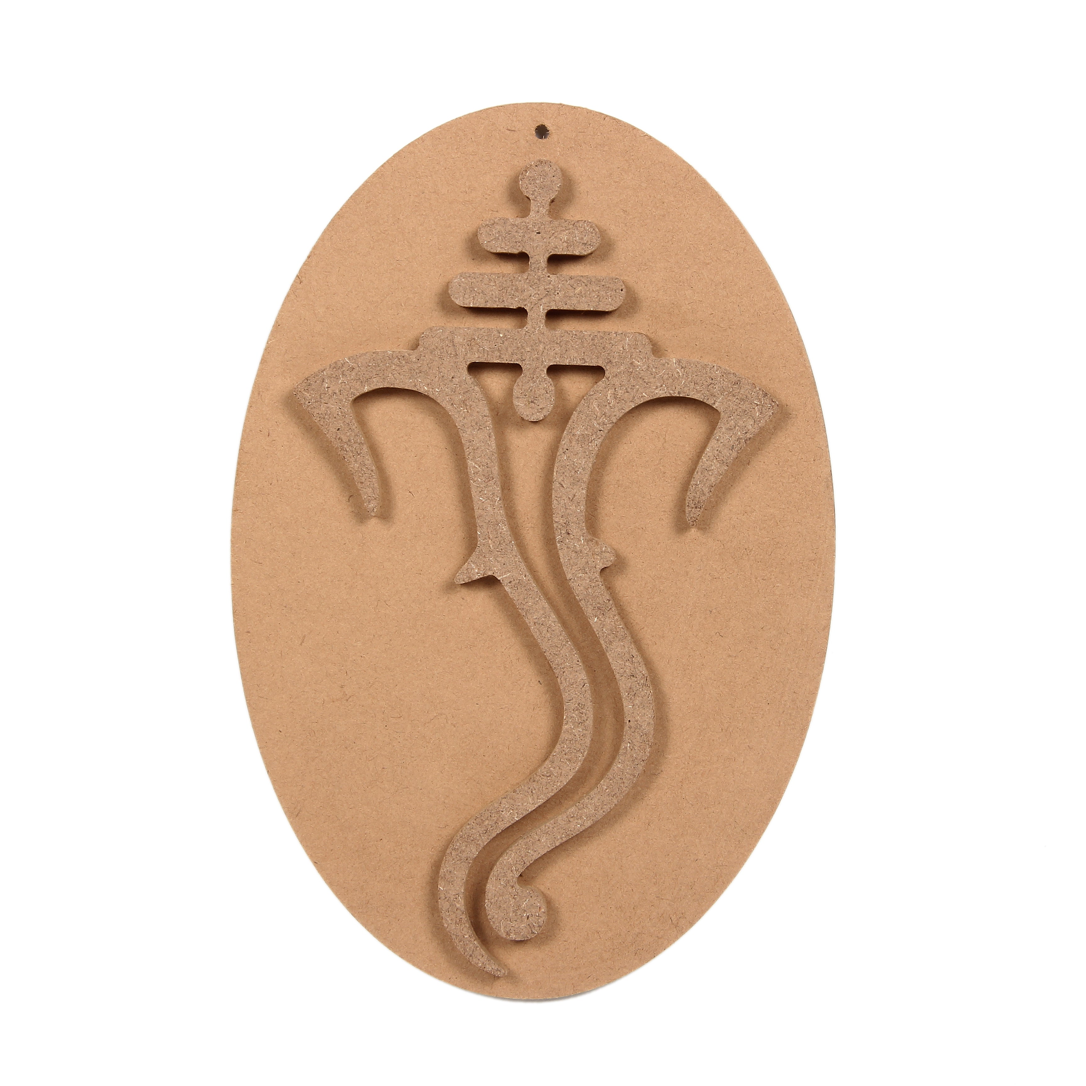 MDF Pre Marked Beloved Ganesha With Hanging Hole Oval Apporx 6 X 9Inch 1Pc