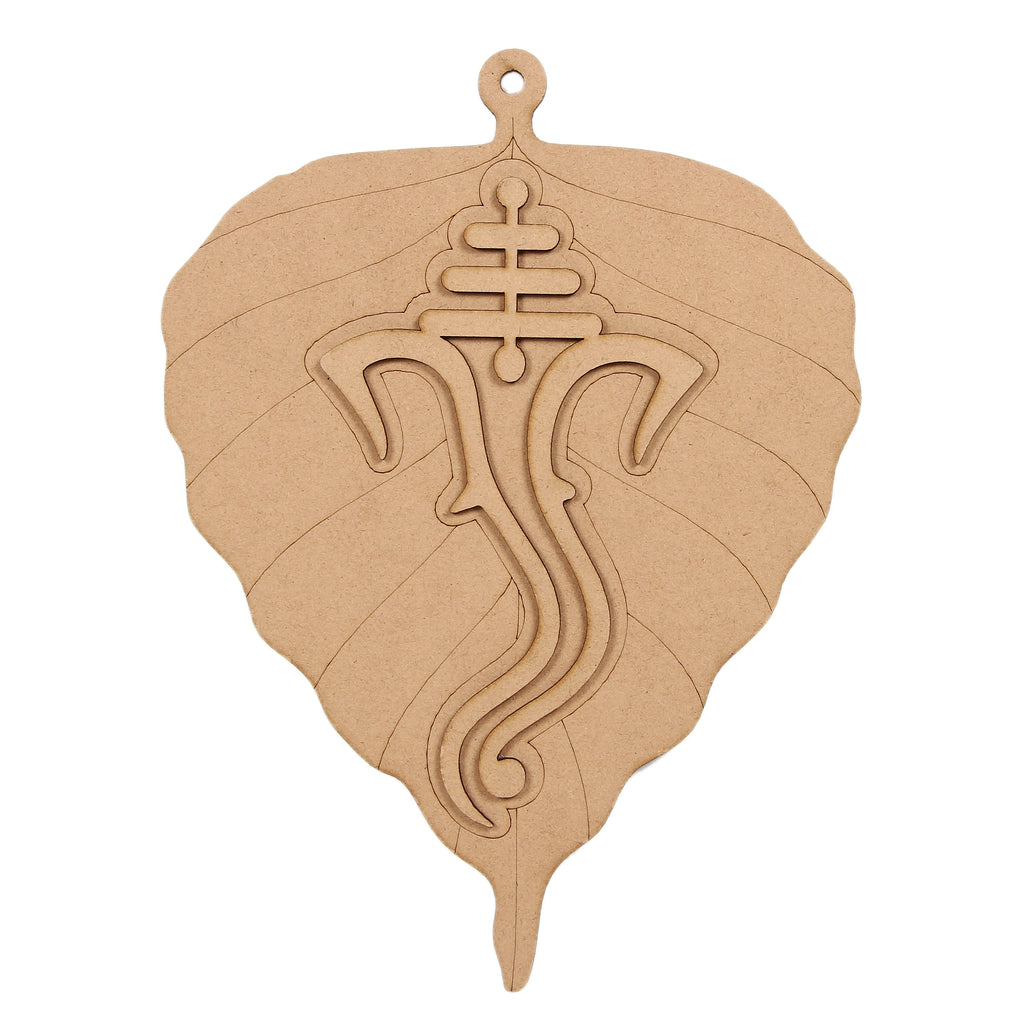 MDF Pre Marked Ganesha On Leaf With Hanging Hole Approx 6 X 8Inch 1Pc