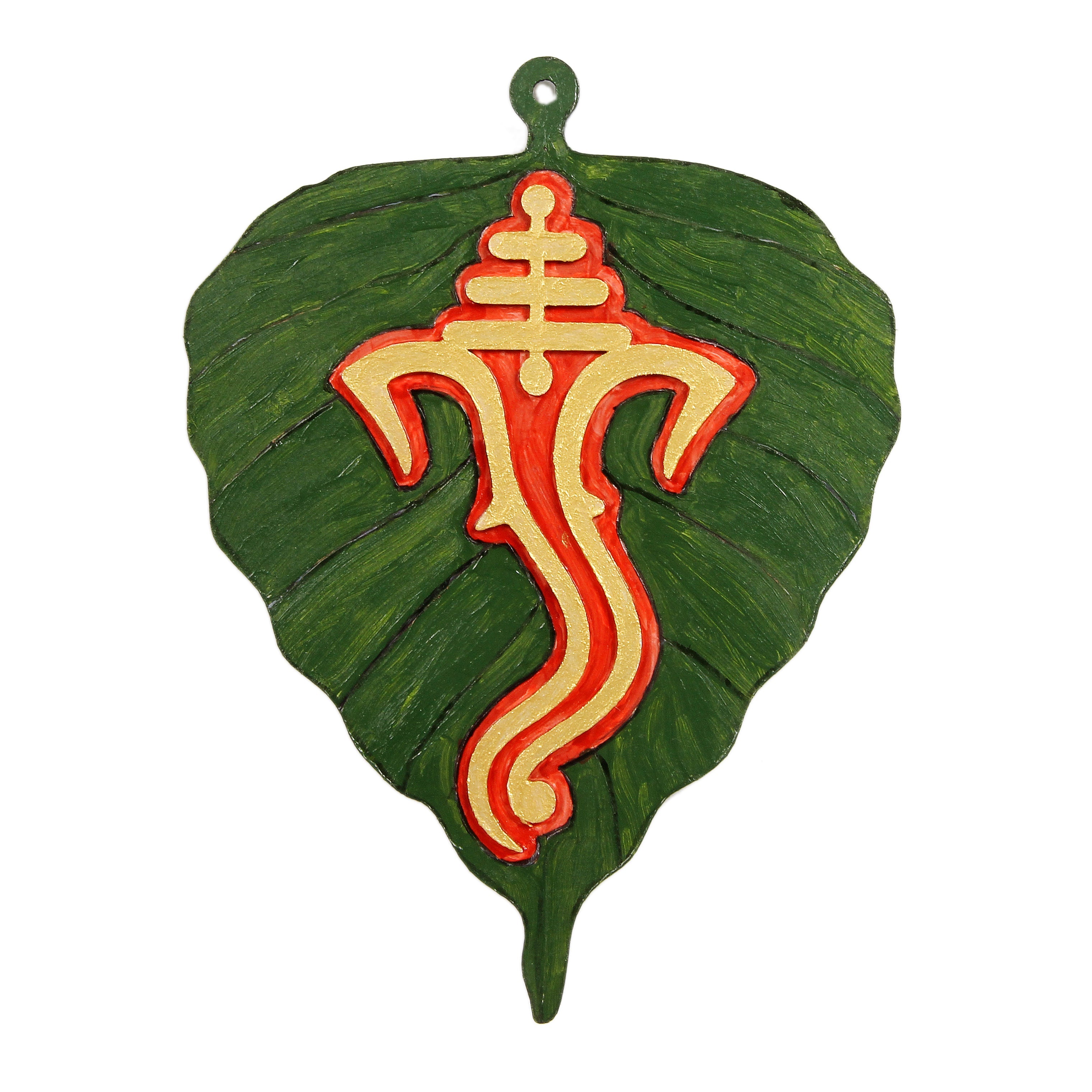 MDF Pre Marked Ganesha On Leaf With Hanging Hole Approx 6 X 8Inch 1Pc
