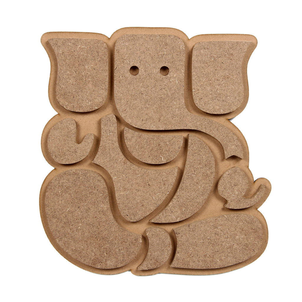MDF Pre Marked Lord Ganesha With Hanging Sawtooth Hook Approx 7.5 X 8Inch 1Pc