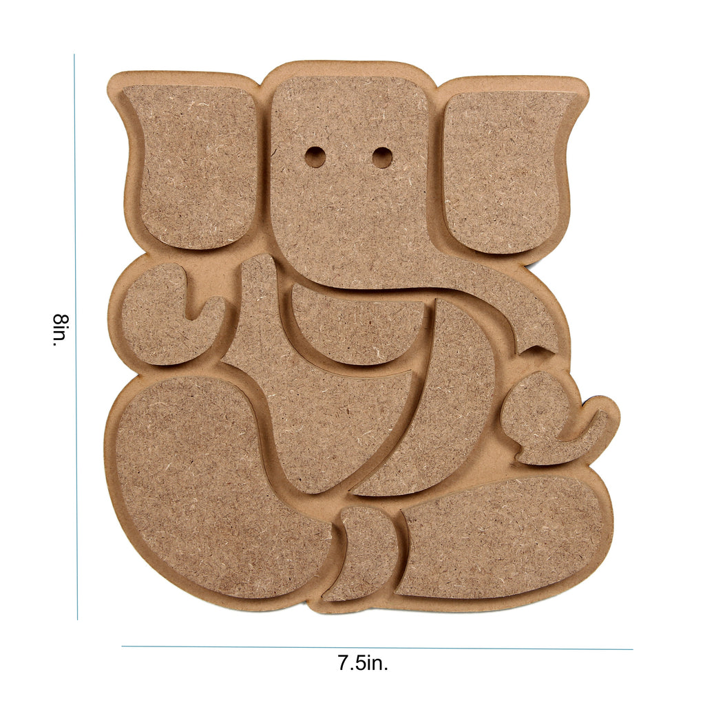 MDF Pre Marked Lord Ganesha With Hanging Sawtooth Hook Approx 7.5 X 8Inch 1Pc