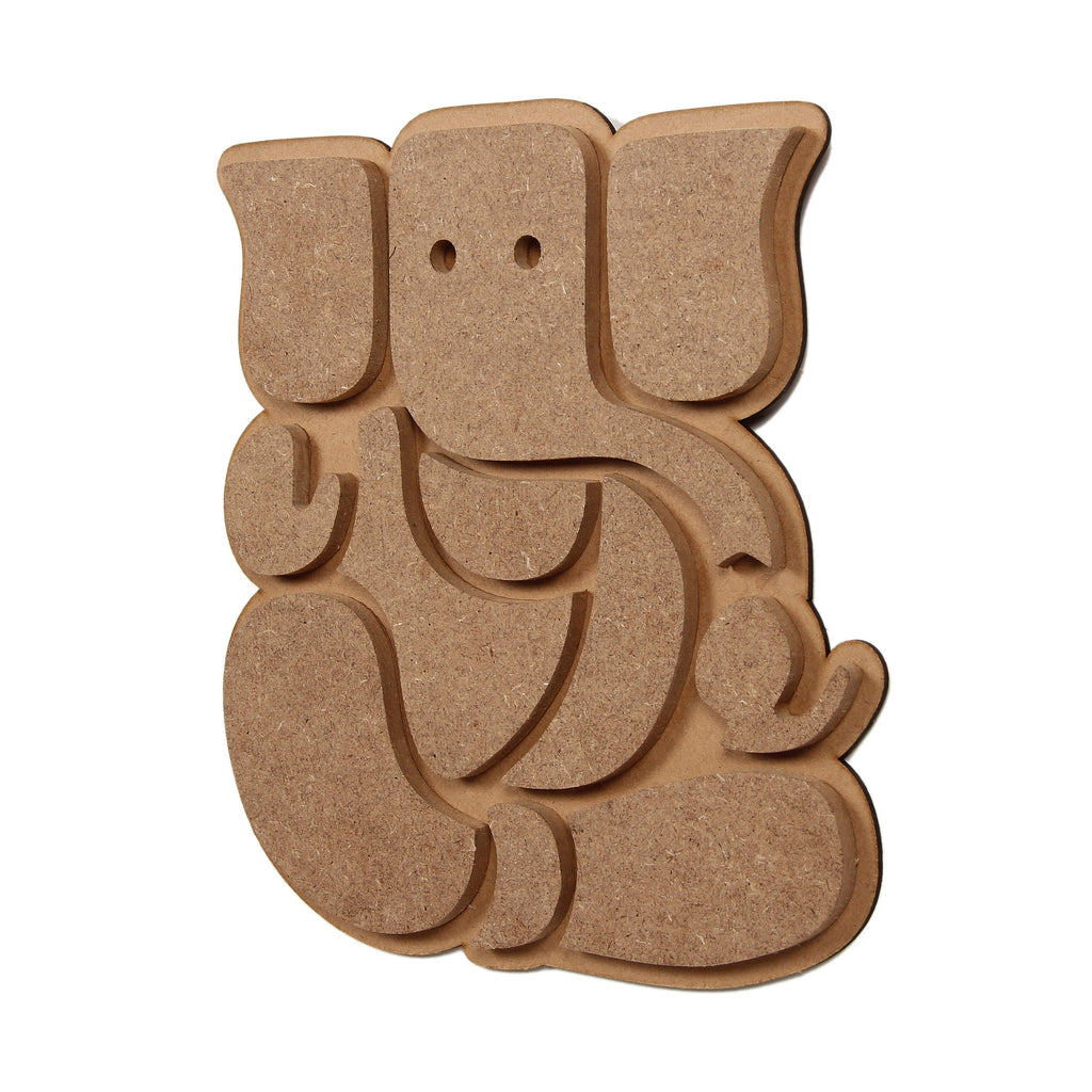 MDF Pre Marked Lord Ganesha With Hanging Sawtooth Hook Approx 7.5 X 8Inch 1Pc
