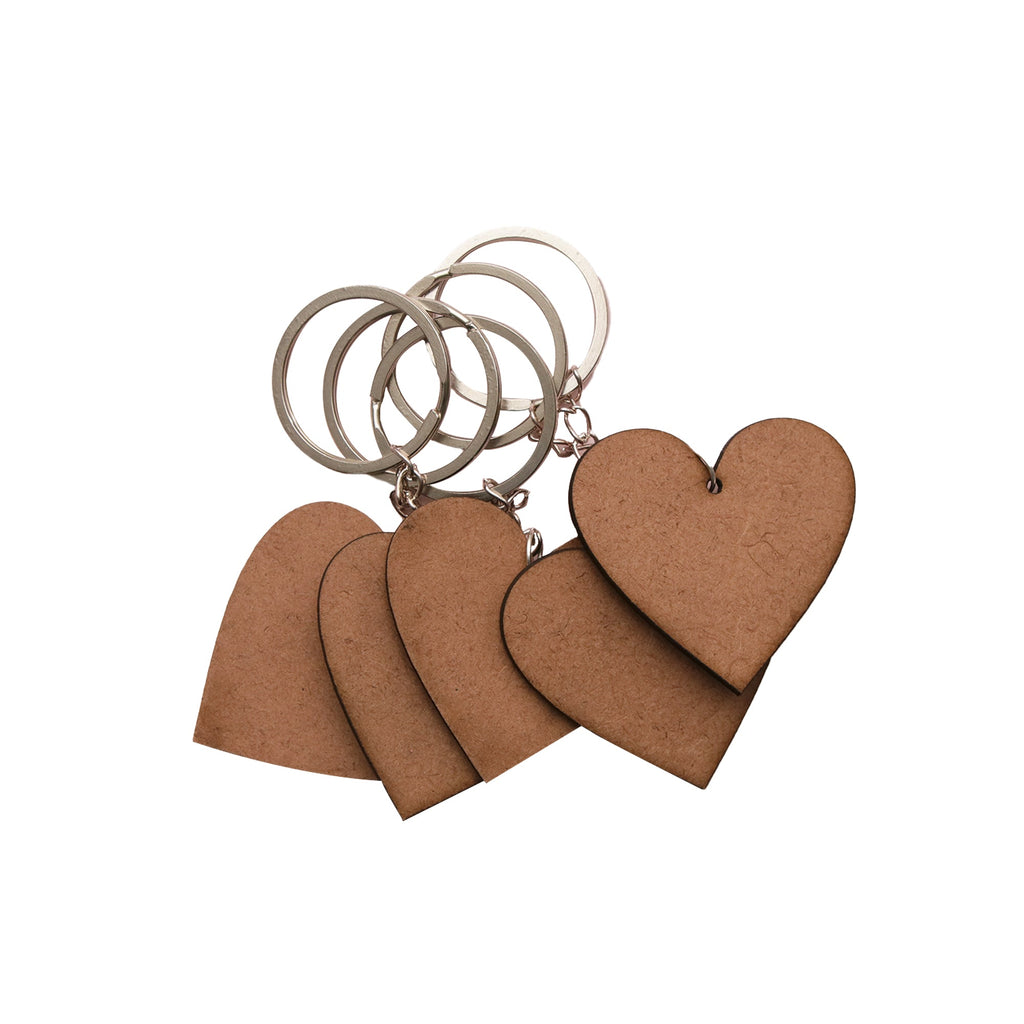 MDF Keychain Hearts 1.9mm Thick 5pcs