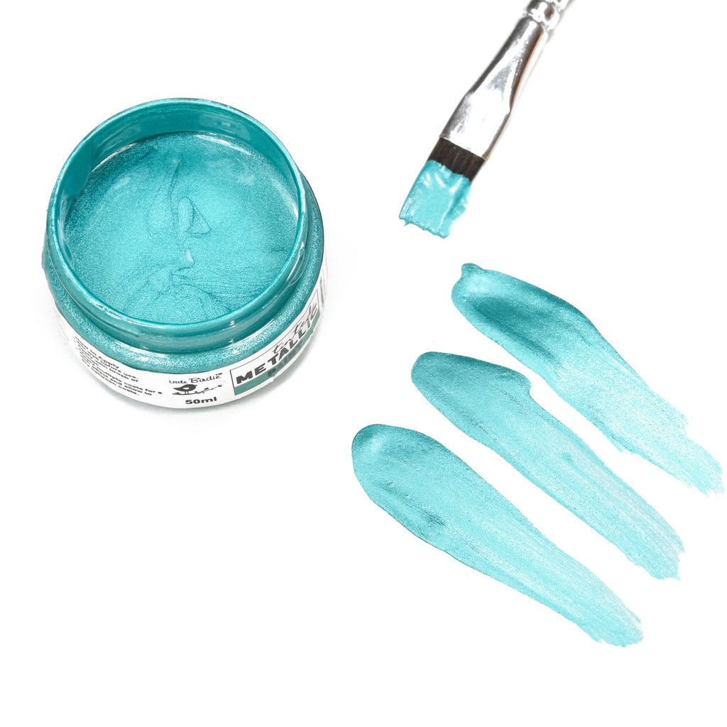 Tinted Metallic Paint Carribean Teal Bottle-50Ml