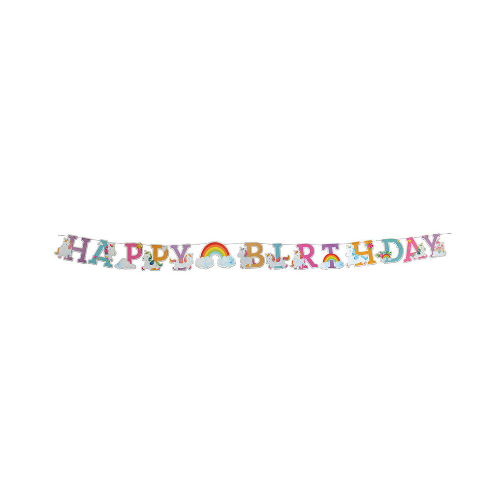 Happy Birthday Unicorn Banner 2.5M Thread 14Pcs Lb