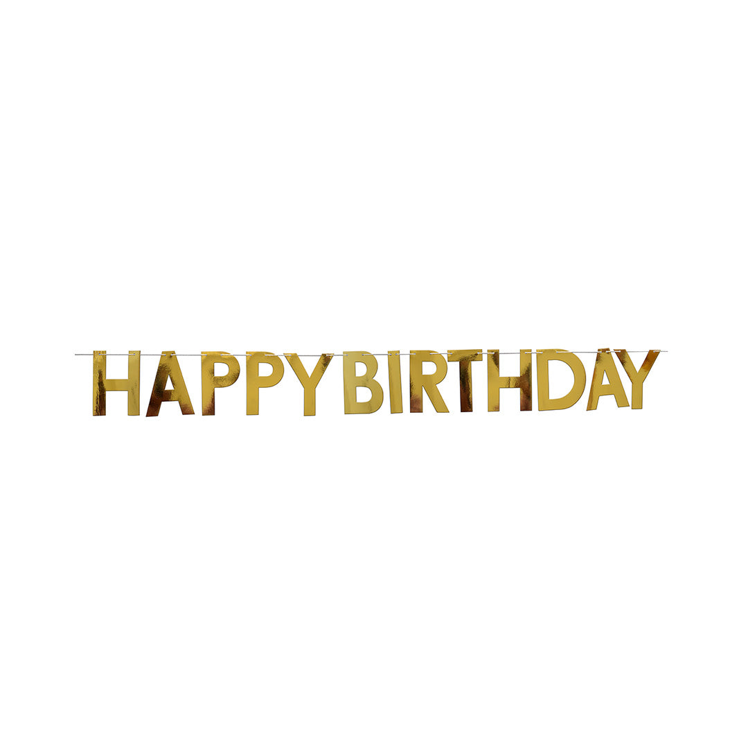 Happy Birthday Banner 2M Thread Gold 13Pcs Lb