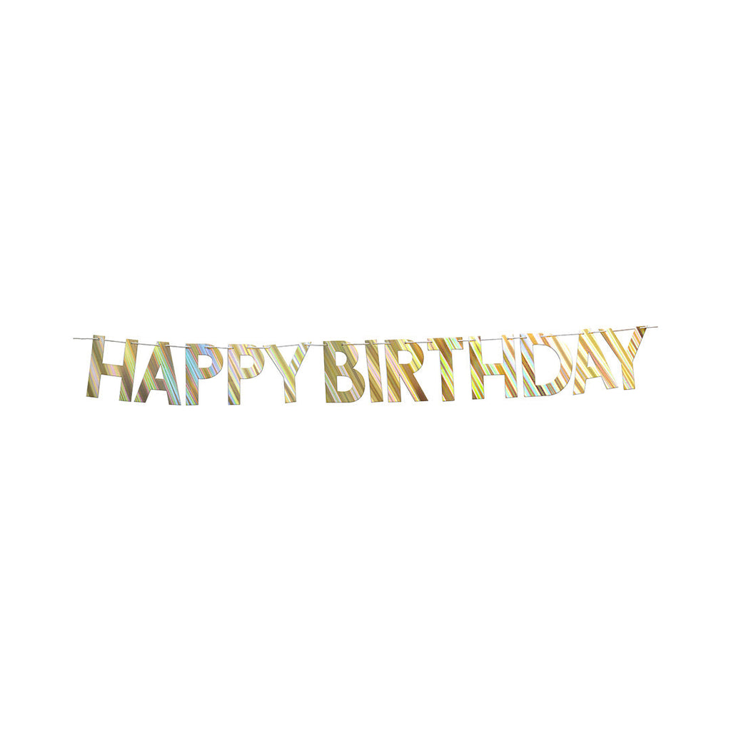 Happy Birthday Banner 2.5M Thread Holographic 13Pcs Lb