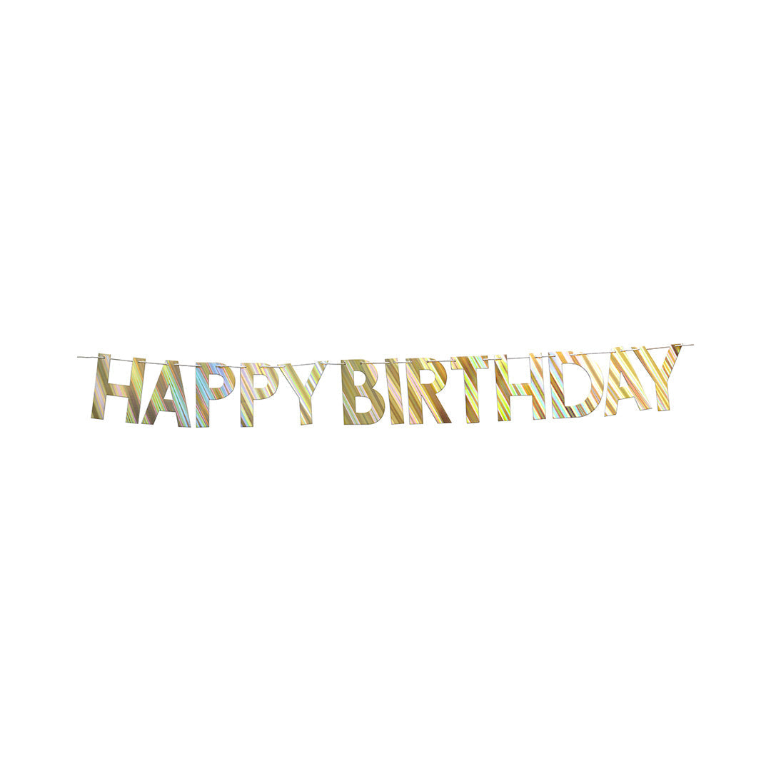 Happy Birthday Banner 2.5M Thread Holographic 13Pcs Lb