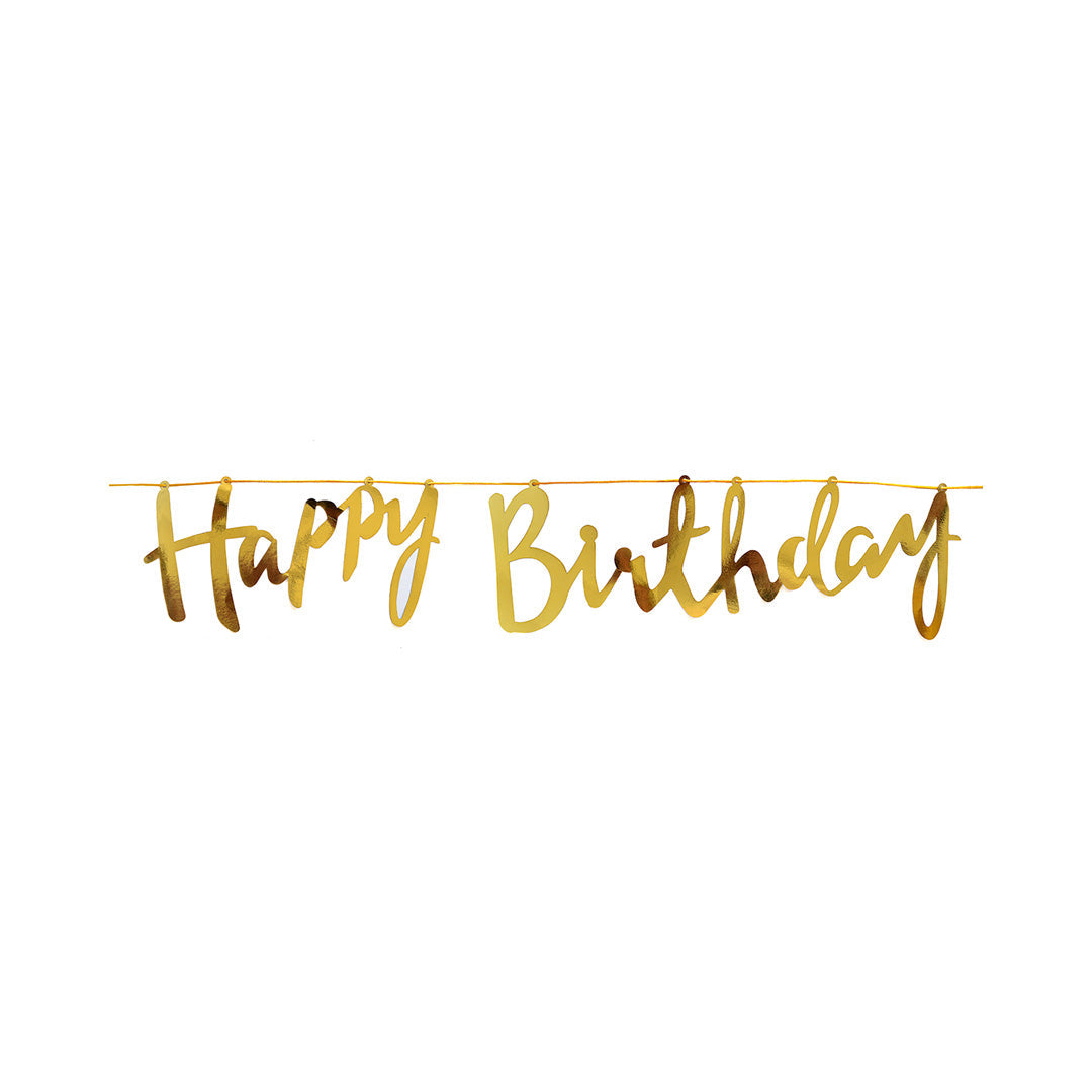 Happy Birthday Gold Banner 2.5M Thread 3Pcs Lb