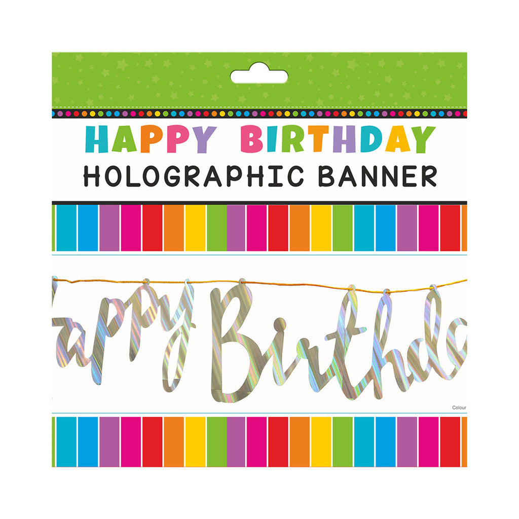 Happy Birthday Silver Banner 2.5M Thread 3Pcs Lb